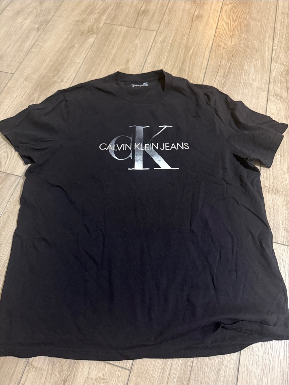 Calvin Klein Jeans Black Tee with Silver CK Monogram